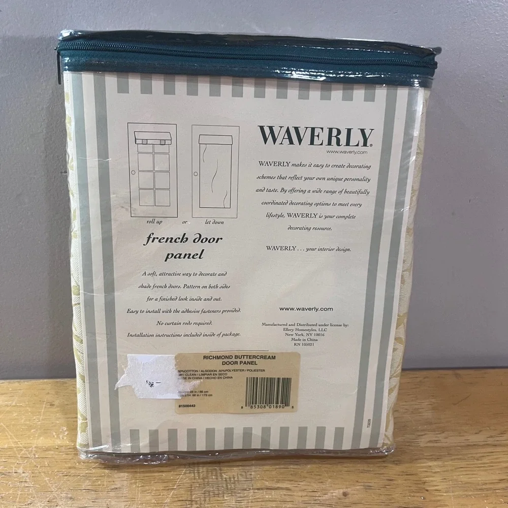 Waverly Richmond Buttercream French Door Panel 26x68 Vtg Style Damask Leaf Cream